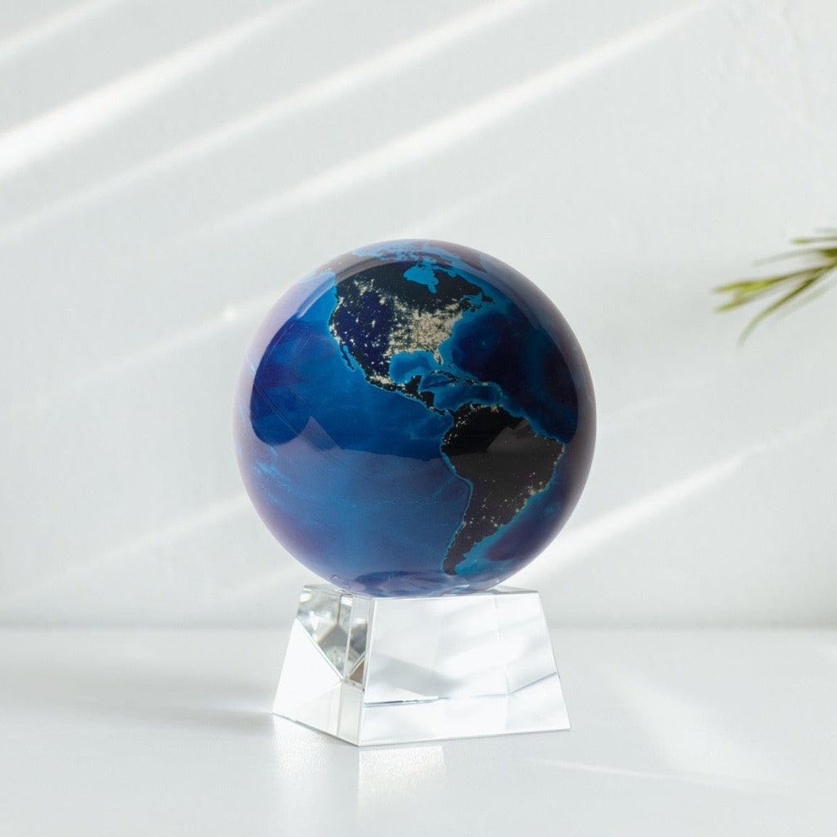 8.5” Self-Rotating Globe Powered by Light | Silent Motion, No Batteries or Wires | Unique Desk Decor