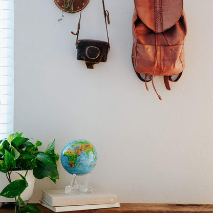 8.5” Self-Rotating Globe Powered by Light | Silent Motion, No Batteries or Wires | Unique Desk Decor