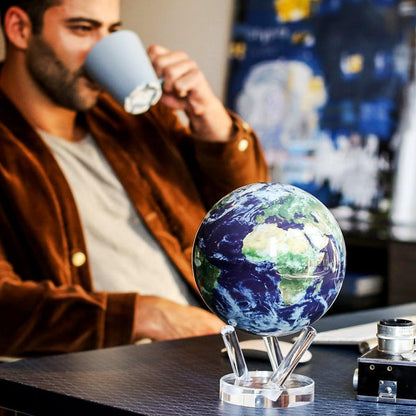 8.5” Self-Rotating Globe Powered by Light | Silent Motion, No Batteries or Wires | Unique Desk Decor