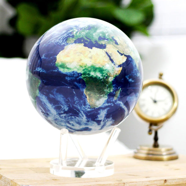 8.5” Self-Rotating Globe Powered by Light | Silent Motion, No Batteries or Wires | Unique Desk Decor