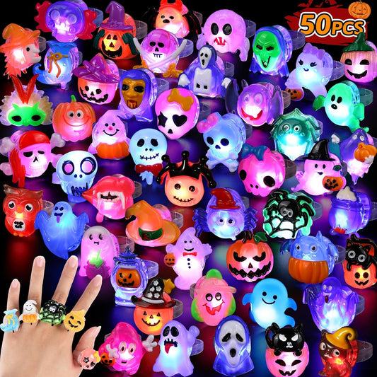 🎃 Light Up the Night with Halloween LED Glow Rings – 50-Piece Set!