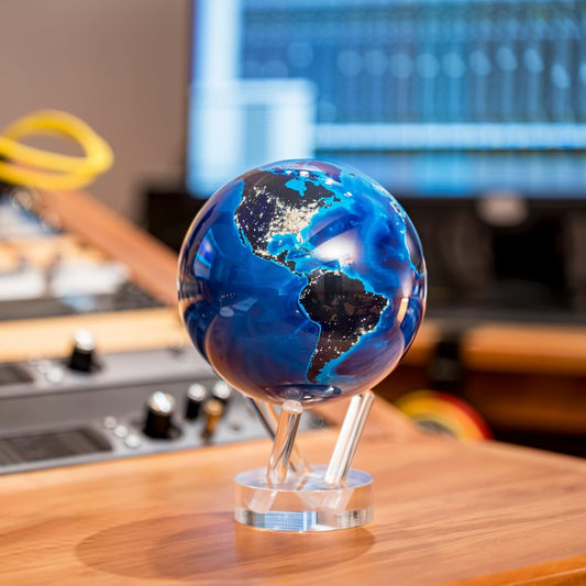 8.5” Self-Rotating Globe Powered by Light | Silent Motion, No Batteries or Wires | Unique Desk Decor
